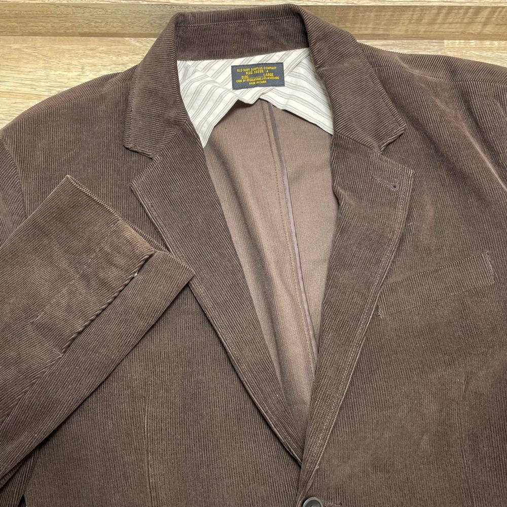 Old Navy Surplus Company Brown Corduroy 2-Button Blazer Jacket Men Large 2007